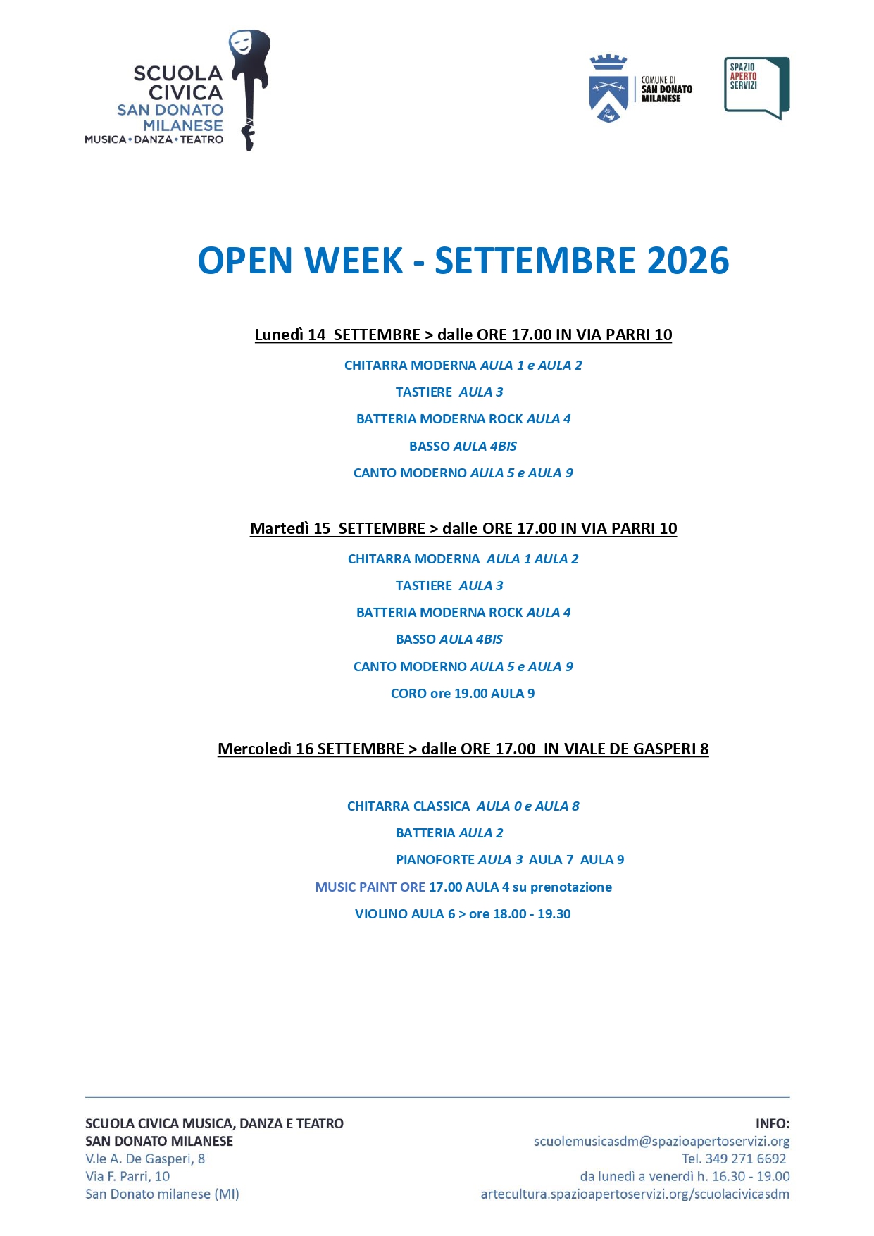 Programma Open week 2026